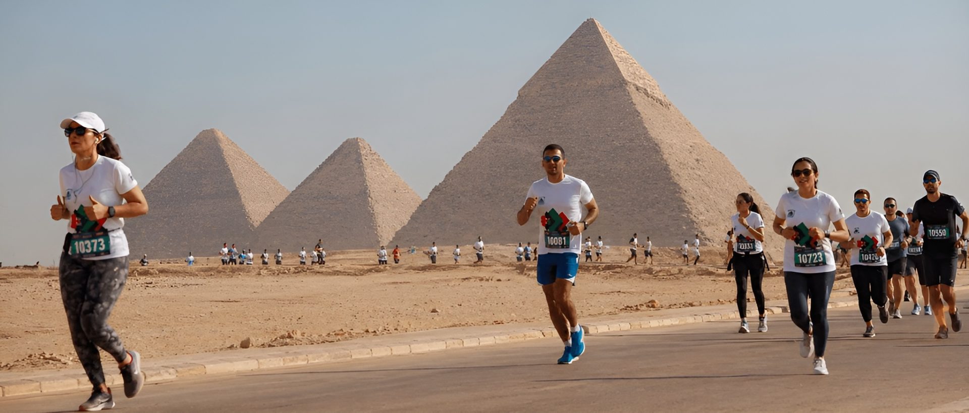 Runners at the Giza Pyramids Half-Marathon